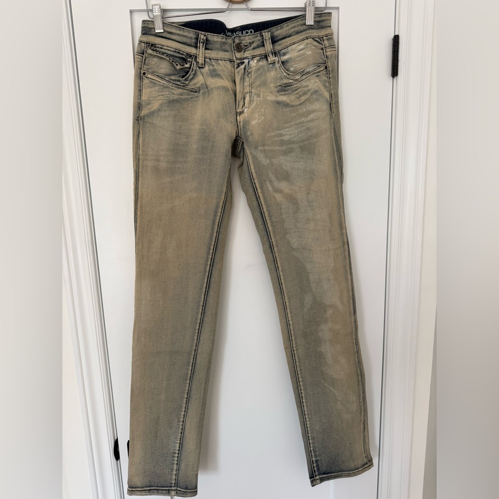 Parasuco Distressed Acid Wash Jeans Sz 30 Studded Y2K Vintage Denim Slim Fit